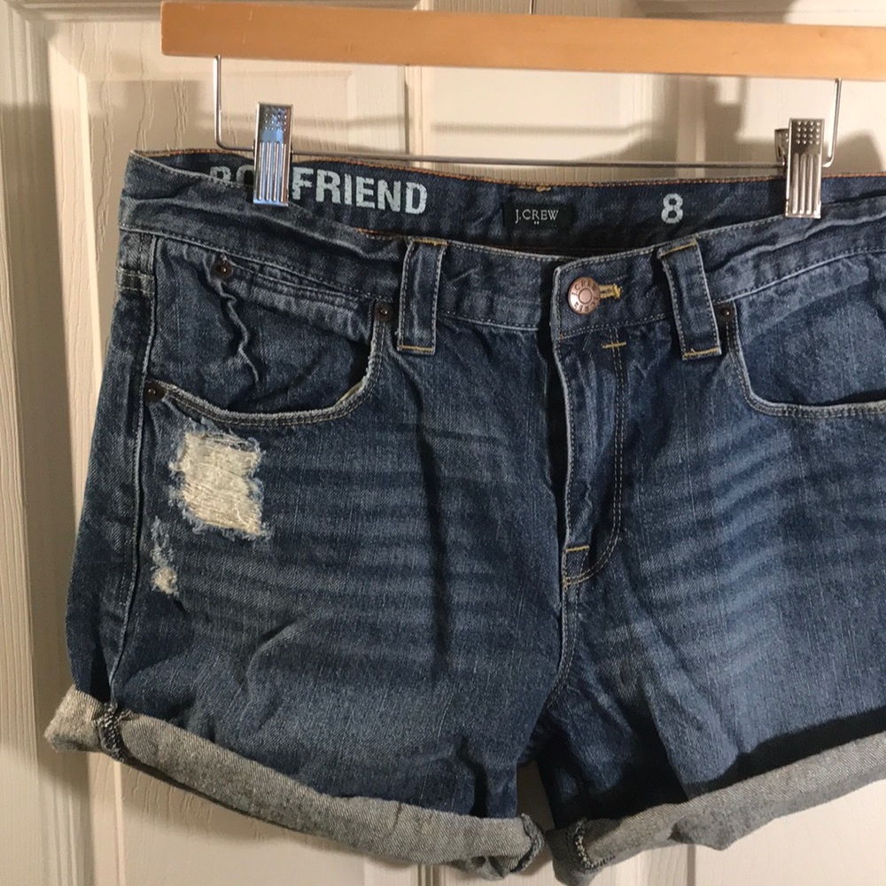 J. Crew Jean Denim Boyfriend Distressed Shorts